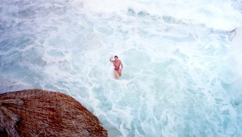 bodysurfing in the ocean