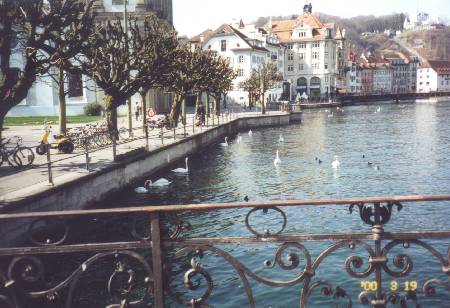 luzern river monday morning in switzerland