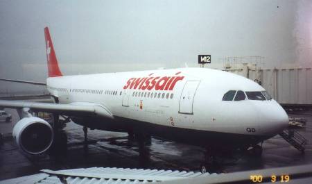 swiss air at o'hare - sunday afternoon in march