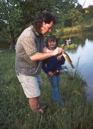 elaine fishing in the pond