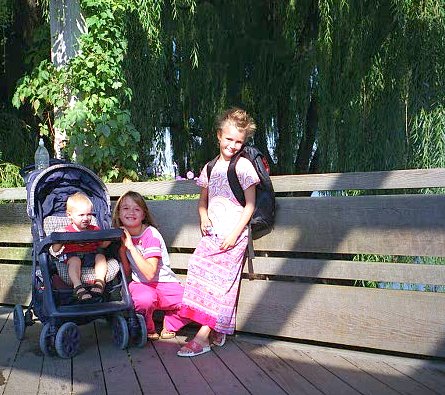 on the bridge at the chicago botanic garden