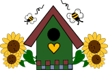 birdhouse bees and flowers