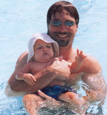 swimming with daddy