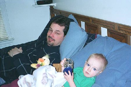 kane and daddy in the big bed