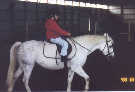 grace riding lesson on angel - october 2000