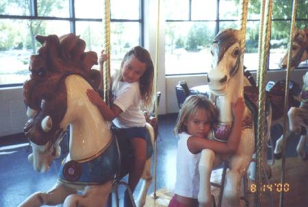 sisters at the carousel - aug 2000