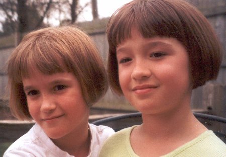 the girls' new haircuts - april 2001